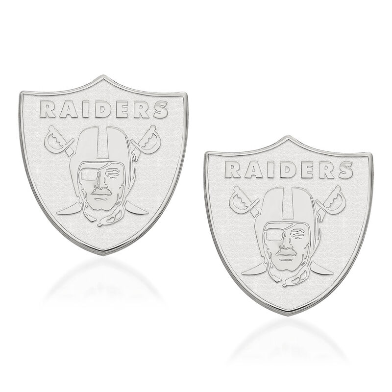 14kt White Gold NFL Oakland Raiders Extra Small Stud Earrings image number 0