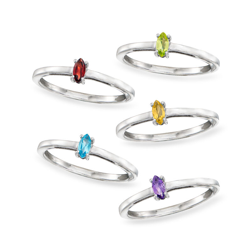 .50 ct. t.w. Multi-Gemstone Jewelry Set: Five Rings in Sterling Silver image number 3