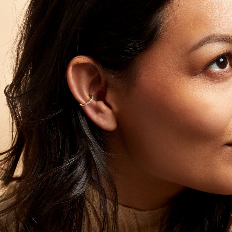 Diamond Single Ear Cuff in 14kt Yellow Gold image number 3