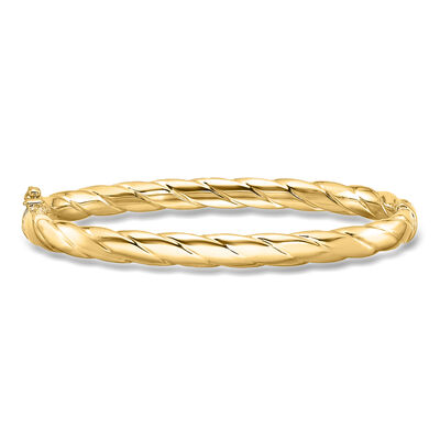 Italian 14kt Yellow Gold Ribbed Bangle Bracelet