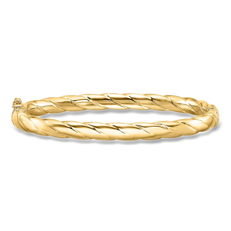 Italian 14kt Yellow Gold Ribbed Bangle Bracelet. 7.5" image number 0
