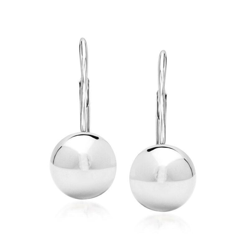 Italian 10mm Sterling Silver Ball Drop Earrings  image number 0