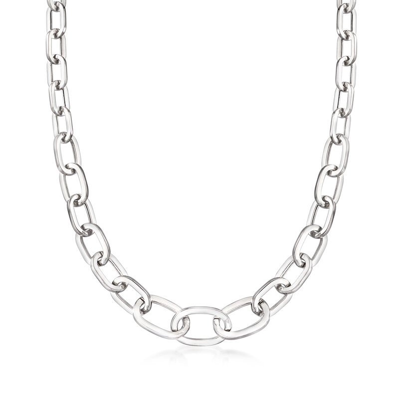 Sterling Silver Graduated Paper Clip Link Necklace image number 0