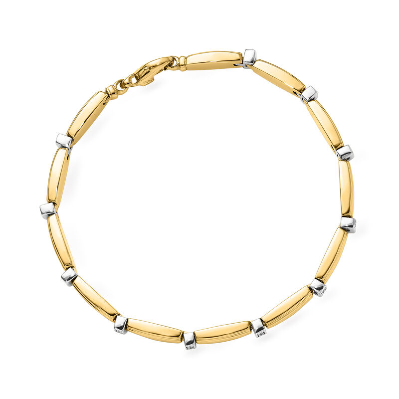 Italian .15 ct. t.w. Diamond Link Bracelet in 14kt Two-Tone Gold. 7.5&quot; image number 1