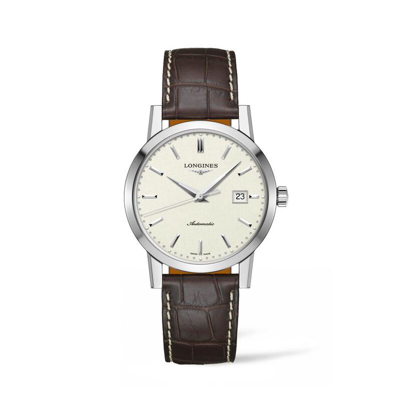 Longines 1832 Men's 40mm Automatic Stainless Steel Watch with Brown Leather image number 0