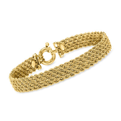 Italian 14kt Yellow Gold Multi-Row Rope-Chain Bracelet