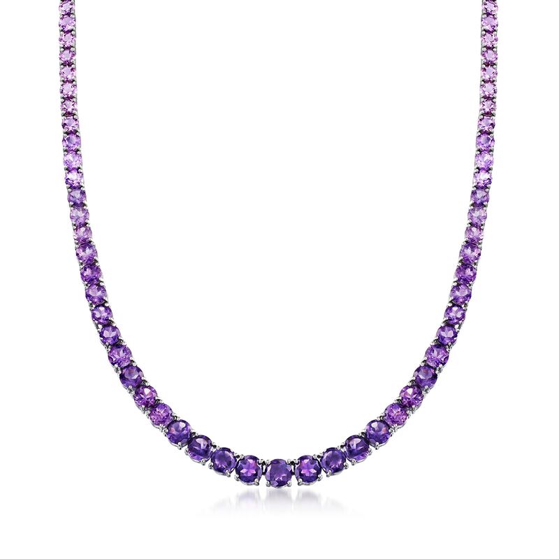35.00 ct. t.w. Graduated Ombre Amethyst Tennis Necklace in Sterling Silver image number 0
