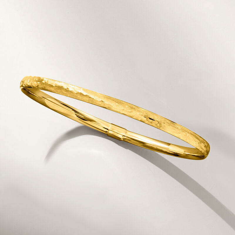 Italian 10kt Yellow Gold Brushed Bangle Bracelet image number 2