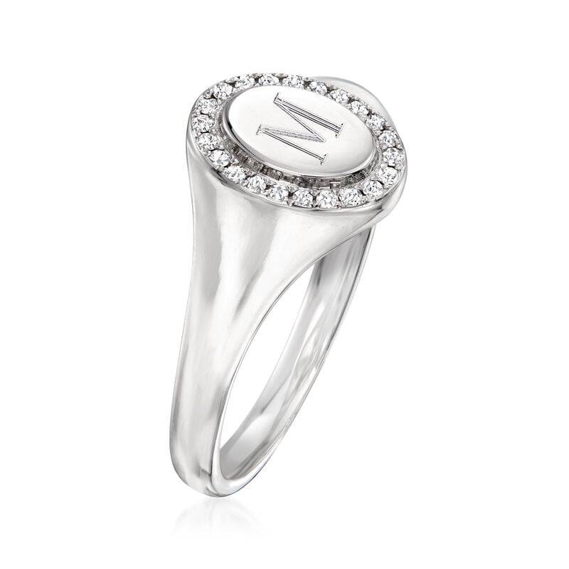 .10 ct. t.w. Diamond Personalized Oval Signet Ring in Sterling Silver image number 2