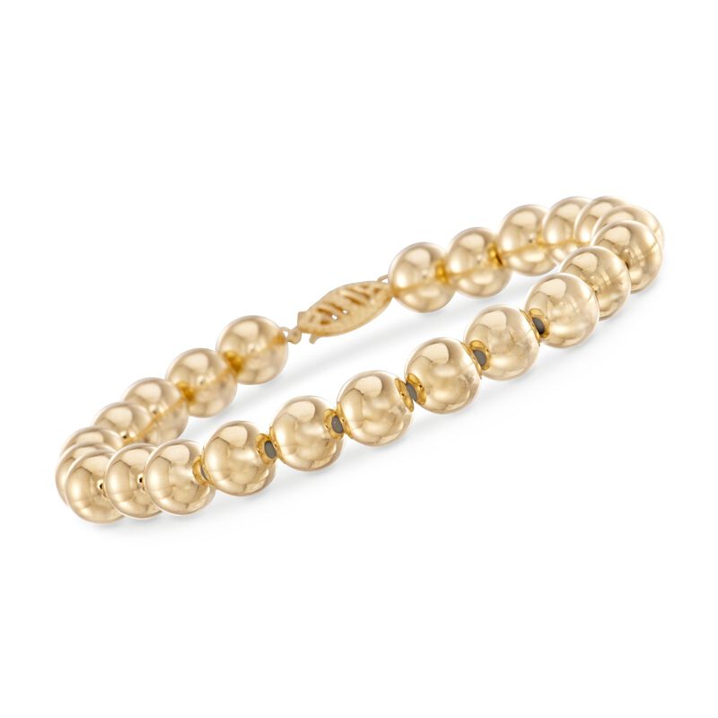 8mm 14kt Yellow Gold Bead Bracelet image number 0