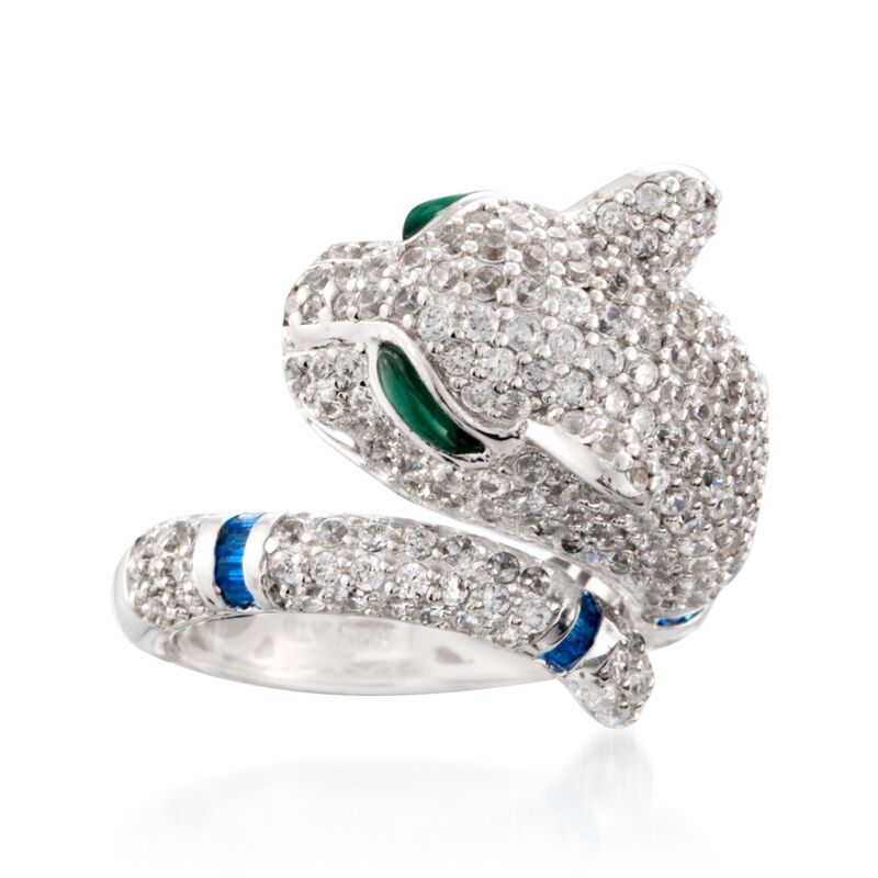 4.00 ct. t.w. CZ and Simulated Multi-Stone Panther Ring in Sterling Silver image number 0