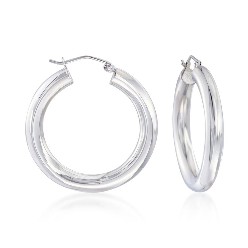 4mm Sterling Silver Hoop Earrings image number 0