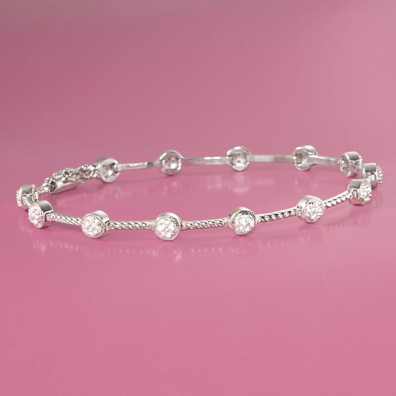 .20 ct. t.w. Bezel-Set Diamond Station Bracelet in Sterling Silver image number 2