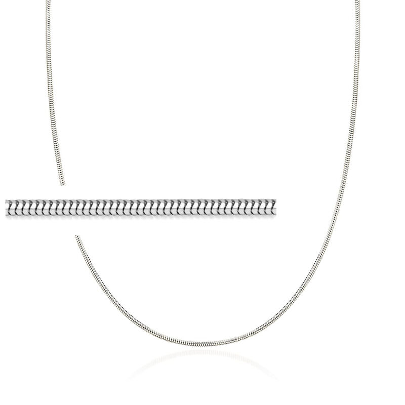 1.4mm 14kt White Gold Snake-Chain Necklace image number 0