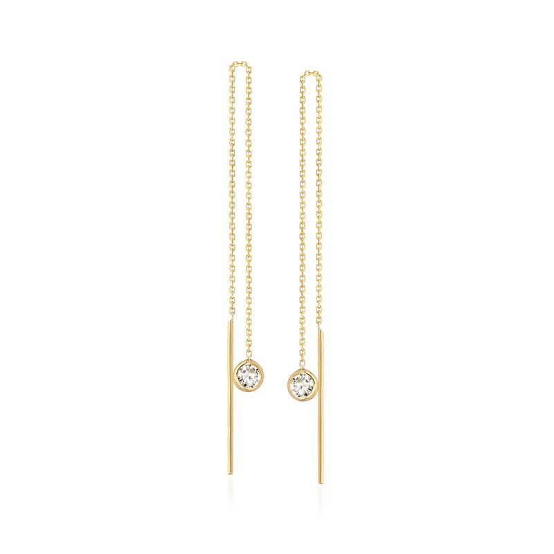 .35 ct. t.w. Bezel-Set CZ Threader Earrings in 14kt Yellow Gold image number 0