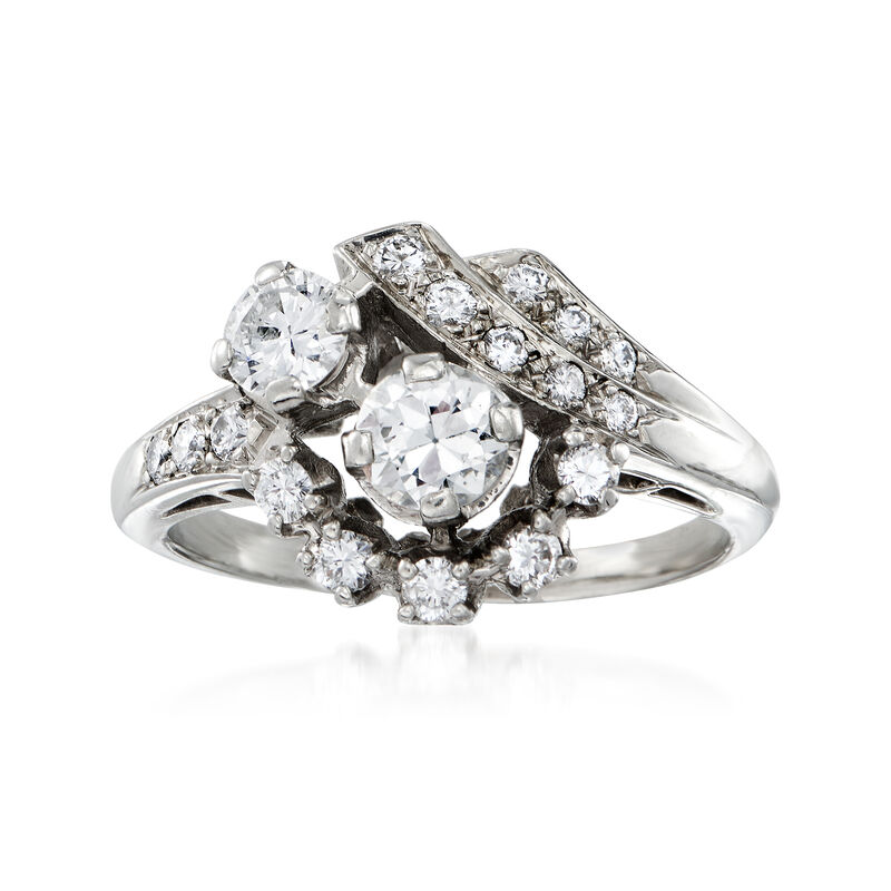 C. 1970 Vintage .95 ct. t.w. Diamond Cluster Ring in 18kt White Gold image number 0