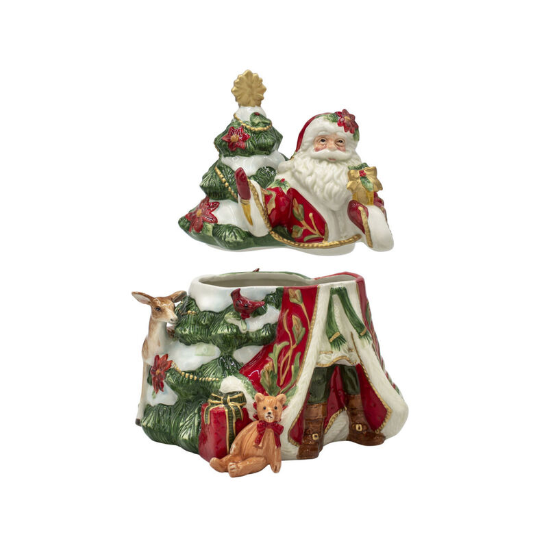 Fitz and Floyd "Cardinal Christmas" Santa Cookie Jar image number 5