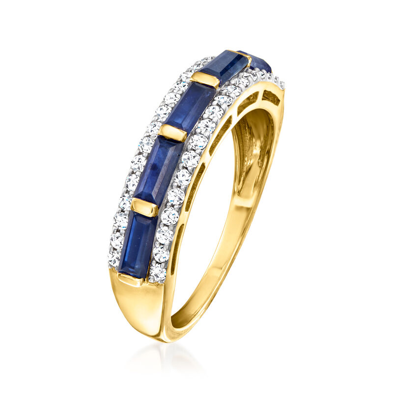 1.20 ct. t.w. Sapphire and .29 ct. t.w. Diamond Ring in 14kt Yellow Gold image number 2