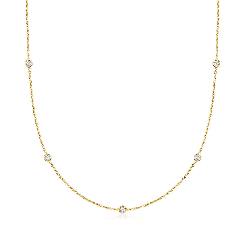 .50 ct. t.w. Lab-Grown Diamond Station Necklace in 18kt Gold Over Sterling image number 0