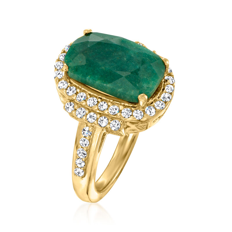 7.50 Carat Emerald Ring with .69 ct. t.w. Diamonds in 18kt Gold Over Sterling image number 2