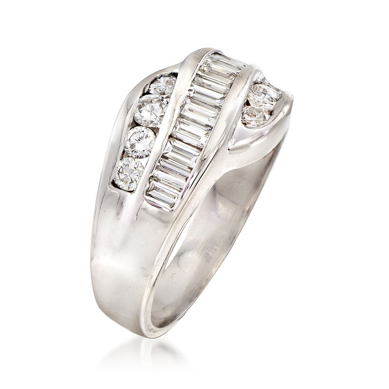 C. 1980 Vintage 1.10 ct. t.w. Diamond Crossover Ring in 14kt White Gold image number 2