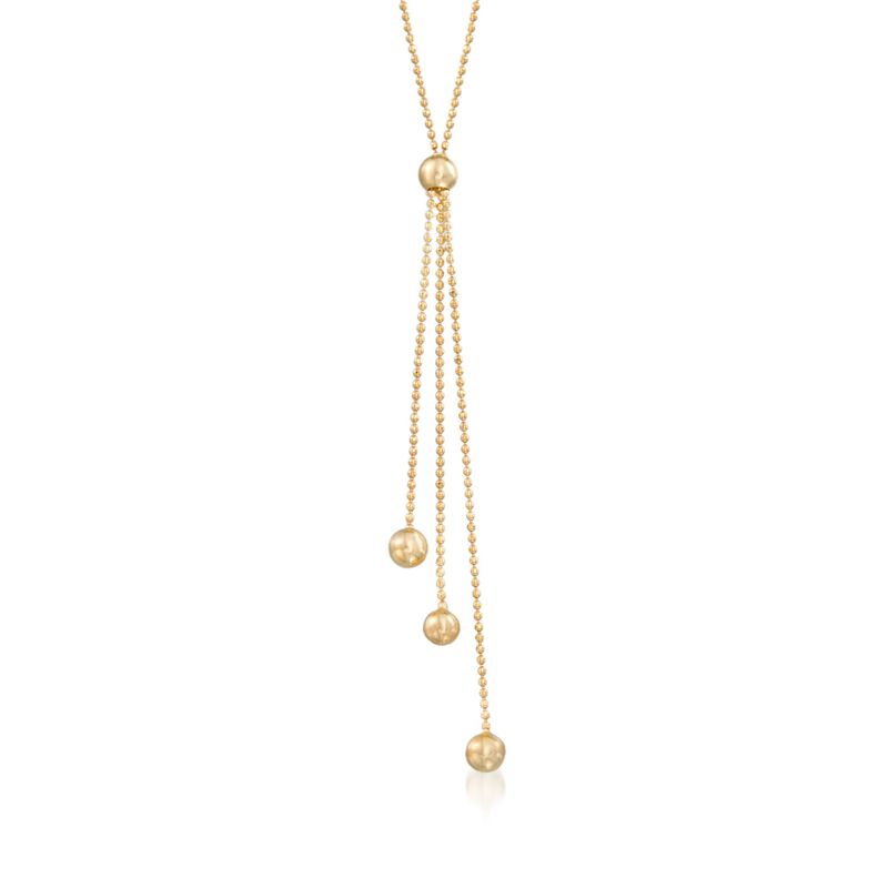 14kt Yellow Gold Bead Lariat Necklace. 17&quot; image number 1