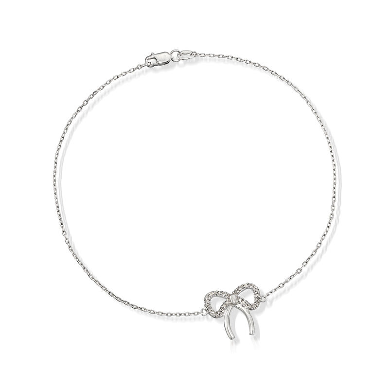 .10 ct. t.w. Diamond Bow Anklet in Sterling Silver image number 0