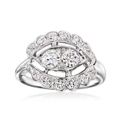 C. 1970 Vintage .80 ct. t.w. Diamond Openwork Ring in 14kt White Gold