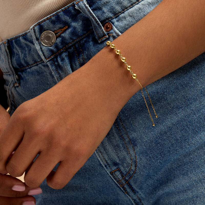 14kt Yellow Gold Bead Bolo Bracelet image number 3