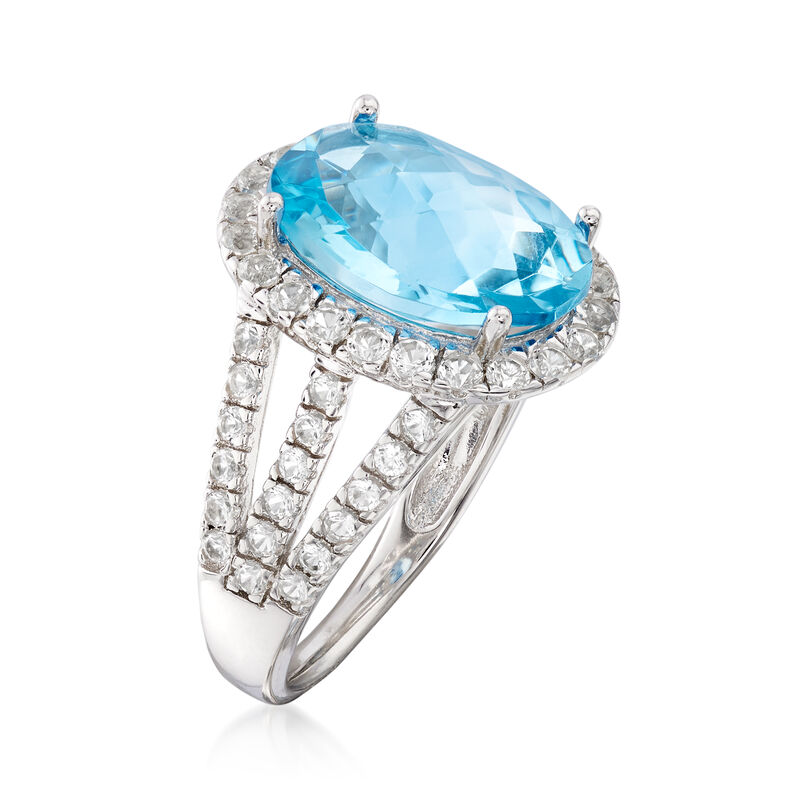 5.80 ct. t.w. Swiss Blue and White Topaz Ring in Sterling Silver image number 2
