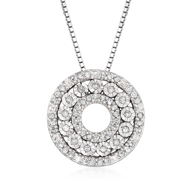 .21 ct. t.w. Diamond Circle Pendant Necklace in Sterling Silver image number 0