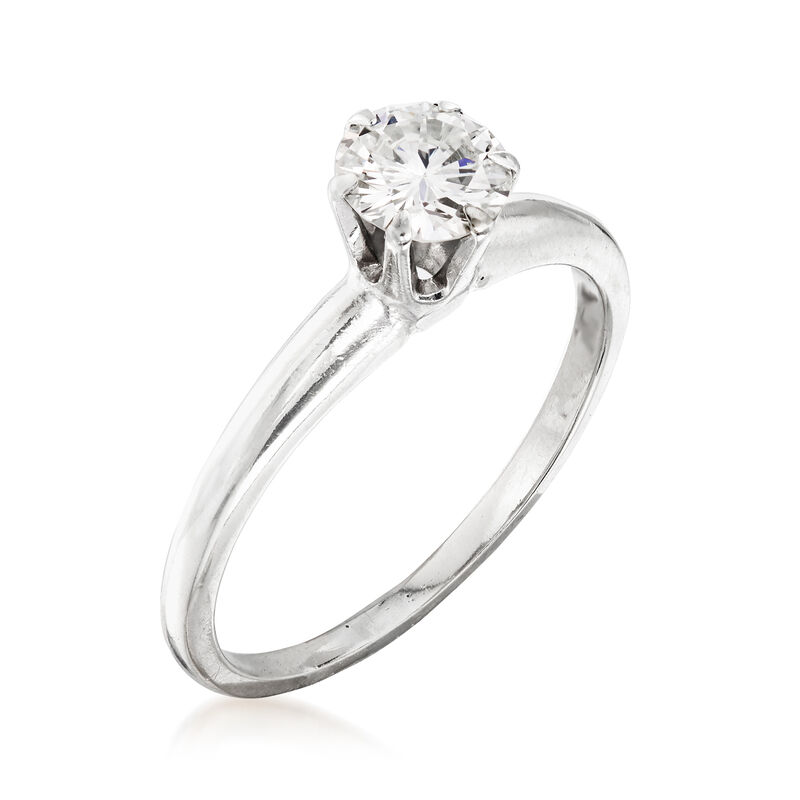 C. 1970 Vintage .65 Carat Diamond Ring in 14kt White Gold. Size 7 image number 2