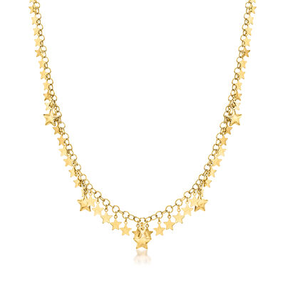 Italian 18kt Gold Over Sterling Star Drop Necklace