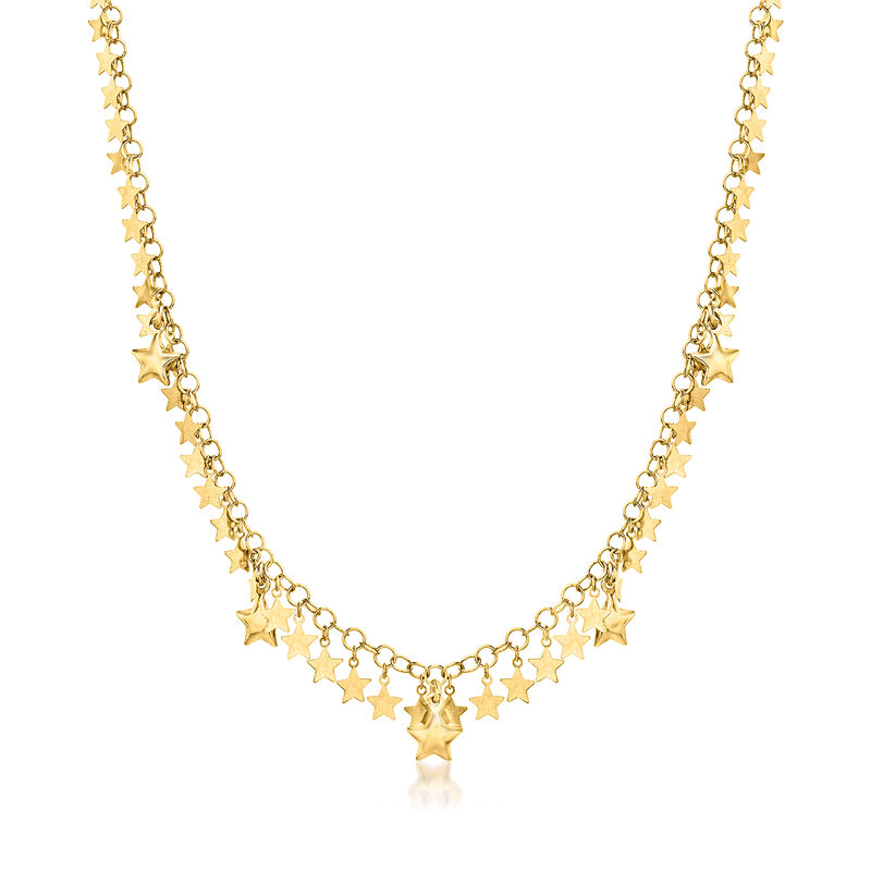 Italian 18kt Gold Over Sterling Star Drop Necklace. 18&quot; image number 1