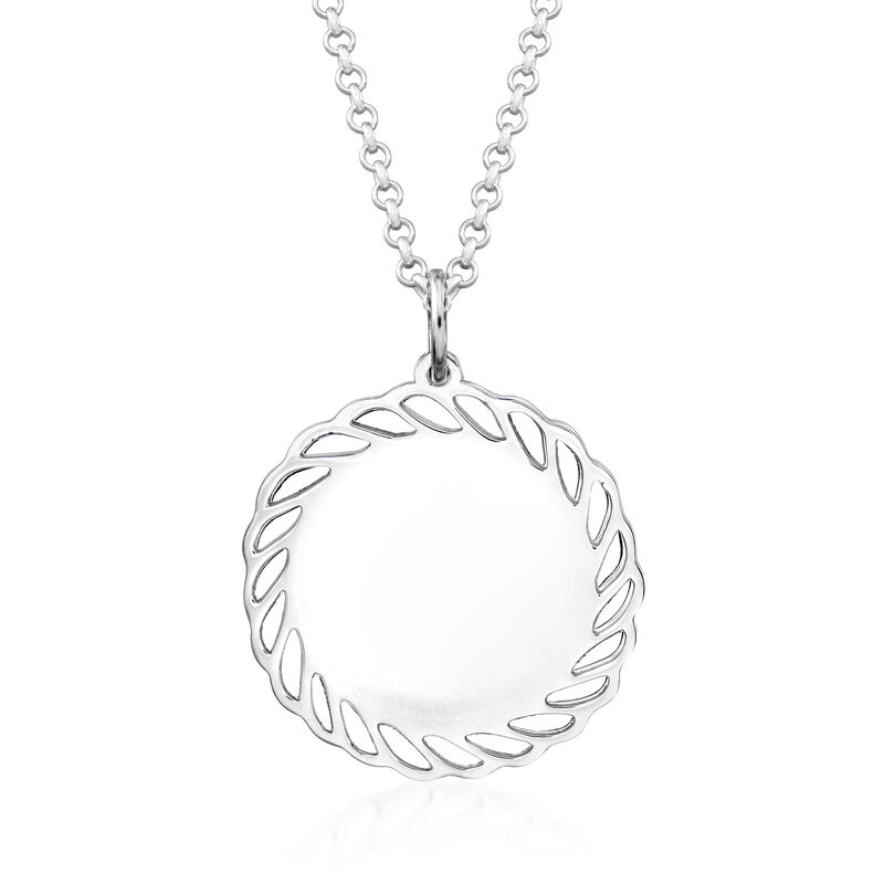 Sterling Silver Personalized Scalloped-Edge Pendant Necklace image number 2