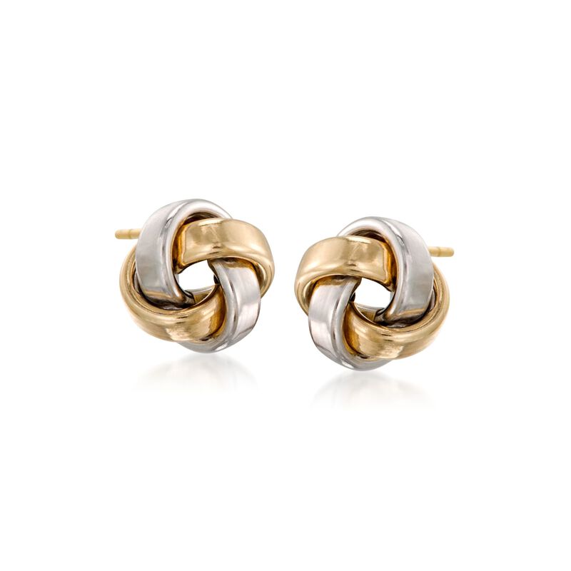 14kt Two-Tone Gold Love Knot Stud Earrings image number 0