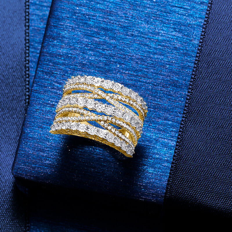 1.00 ct. t.w. Diamond Multi-Row Ring in 18kt Gold Over Sterling image number 4