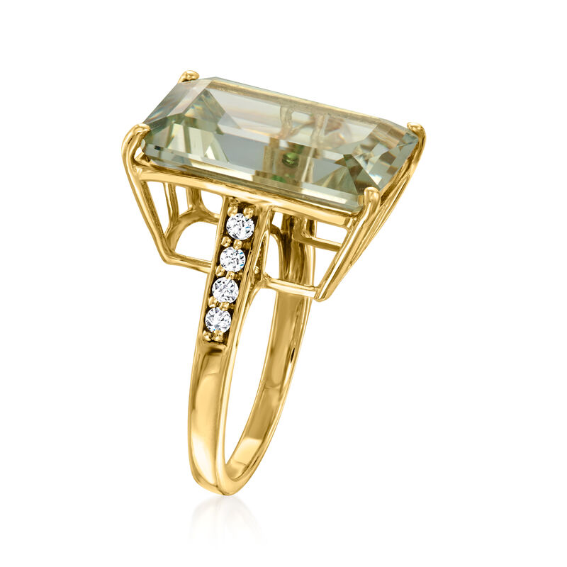 9.25 Carat Prasiolite Ring with .16 ct. t.w. Diamonds in 18kt Yellow Gold image number 2