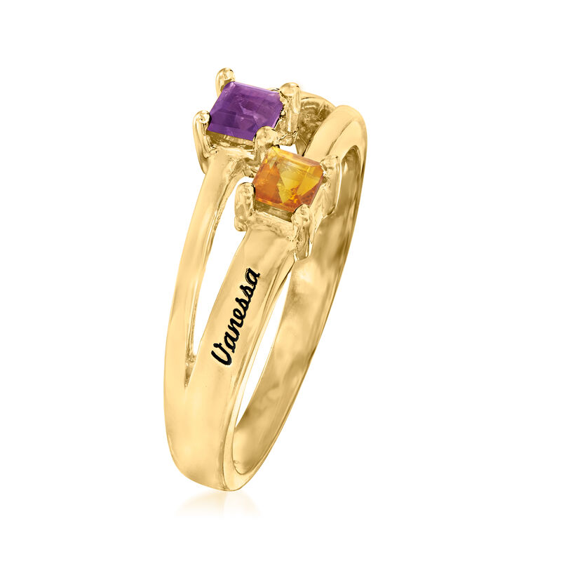 Personalized Birthstone and Name Couple's Ring in 14kt Gold image number 3