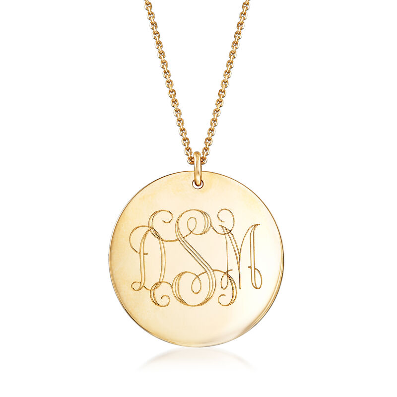 14kt Yellow Gold Personalized Disc Pendant Necklace image number 0