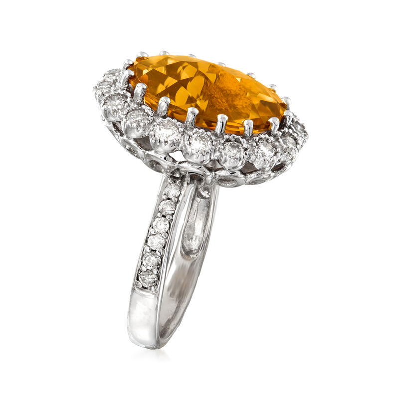 C. 1990 Vintage 5.35 Carat Citrine and 1.05 ct. t.w. Diamond Ring in 14kt White Gold. Size 5.5 image number 2