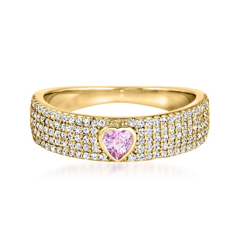 .20 Carat Pink Sapphire Heart Ring with .46 ct. t.w. Diamonds in 14kt Yellow Gold image number 1