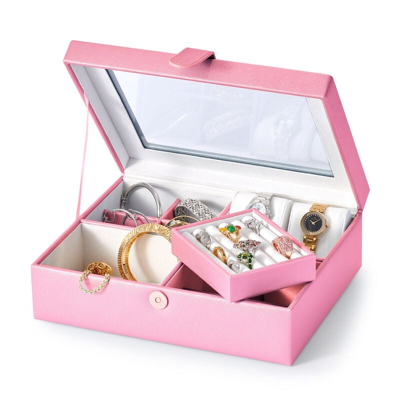Pink Faux Leather Perfect Luxury Jewelry Box image number 0