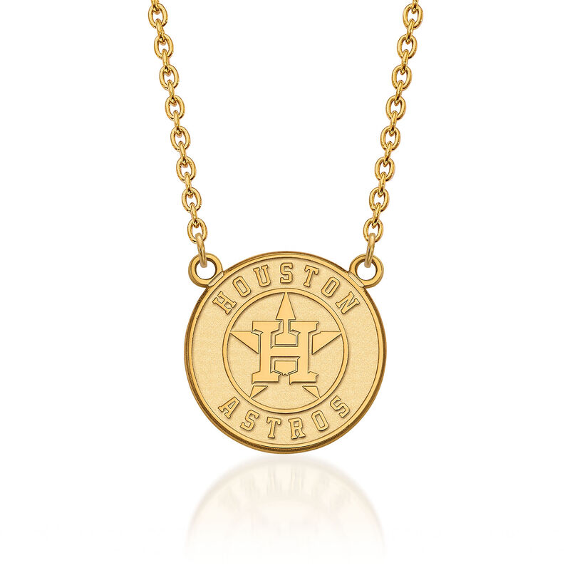 14kt Yellow Gold MLB Houston Astros Pendant Necklace. 18" image number 0