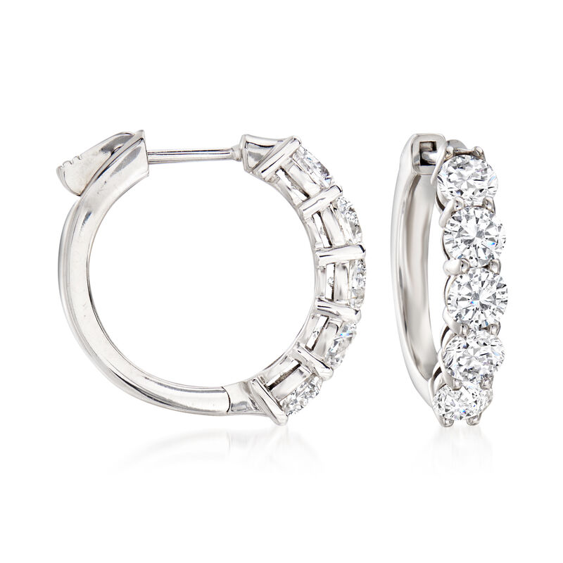 3.00 ct. t.w. Diamond Hoop Earrings in 14kt White Gold image number 0