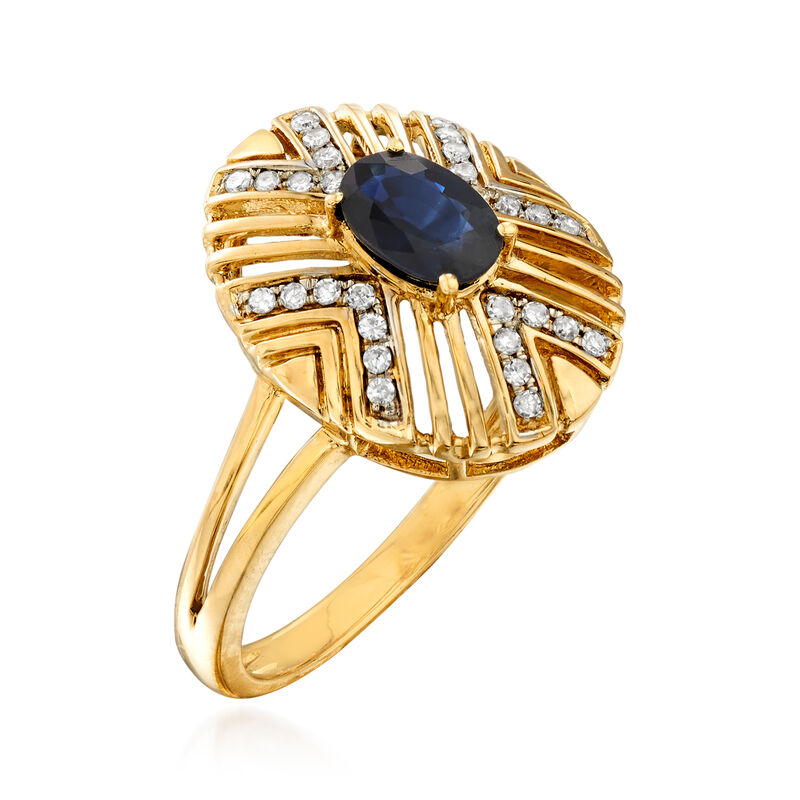 .50 Carat Sapphire and .10 ct. t.w. Diamond Geometric Ring in 14kt Yellow Gold image number 2