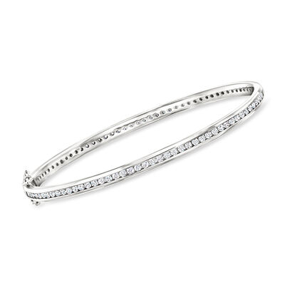 1.70 ct. t.w. CZ Eternity Bangle Bracelet in Sterling Silver