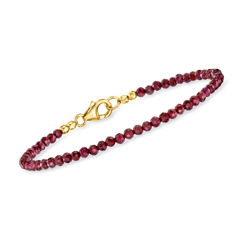 14.00 ct. t.w. Garnet Bead Bracelet in 18kt Gold Over Sterling image number 0
