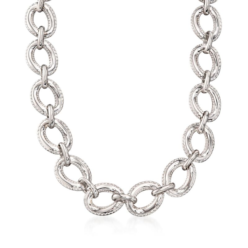 Italian Sterling Silver Chain Link Necklace image number 0