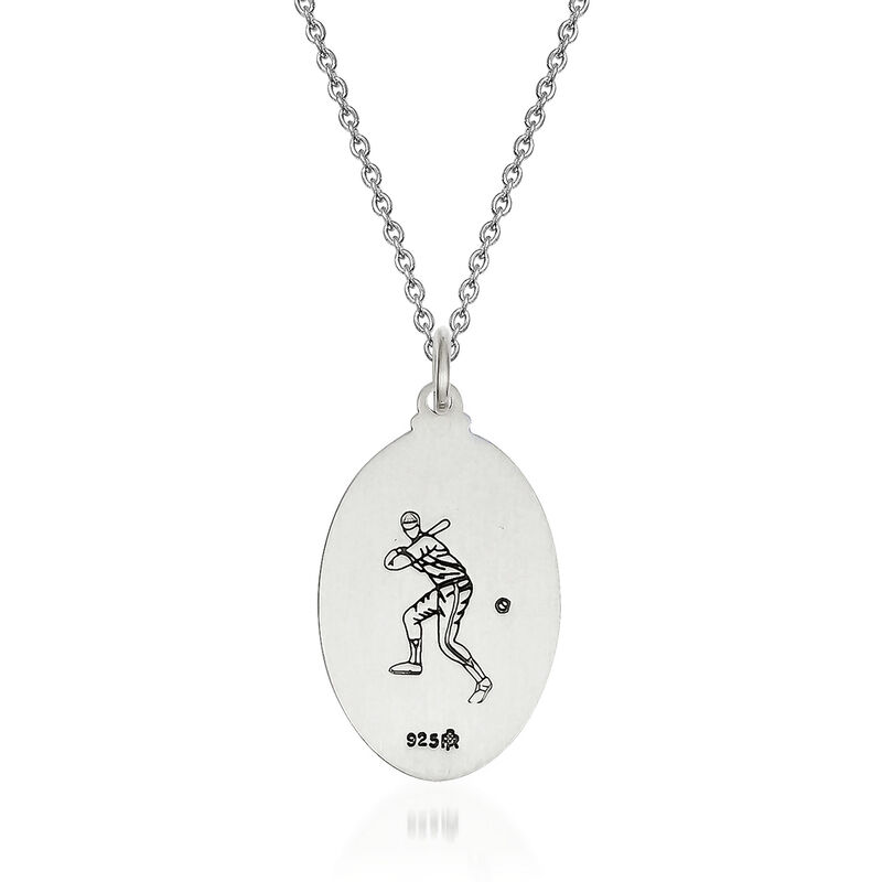 Sterling Silver St. Christopher Baseball Medal Necklace. 18" image number 1